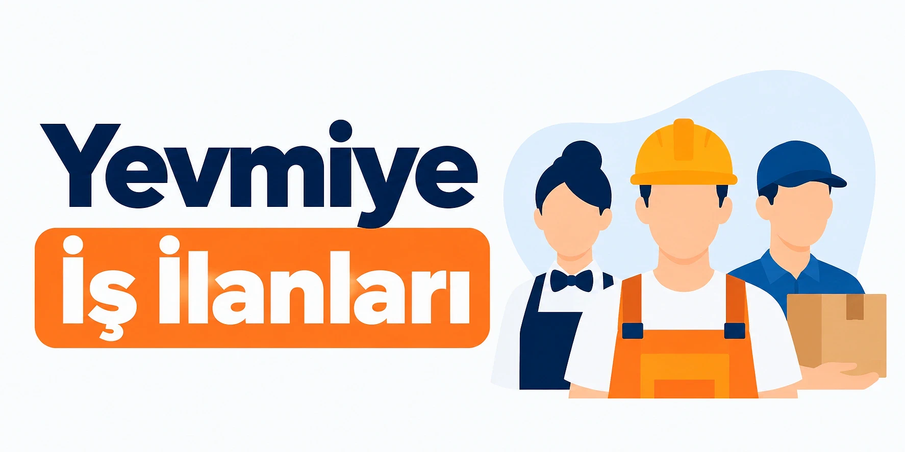Günlük yevmiyeli iş ilanları rehberi Yevmiye iş ilanları için çalışanlar ve iş ortamını temsil eden illüstrasyon.