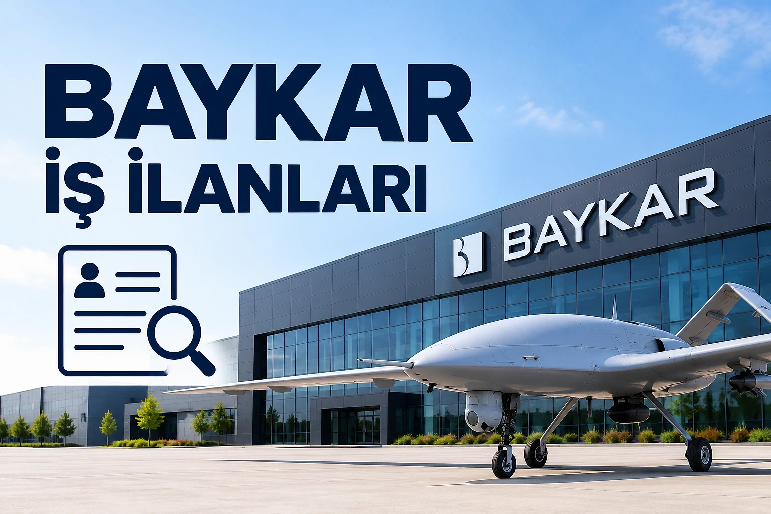 Baykar 2026 iş ilanları ve kariyer rehberi Baykar'ın açık pozisyonlarını tanıtan modern bir iş ilanı kapak görseli.