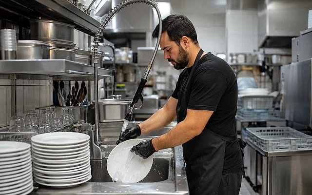 Bulaşıkçı Nedir ve Nasıl Olunur? Bulaşıkçı, restoran mutfağında tabakları yıkayan bir çalışan.