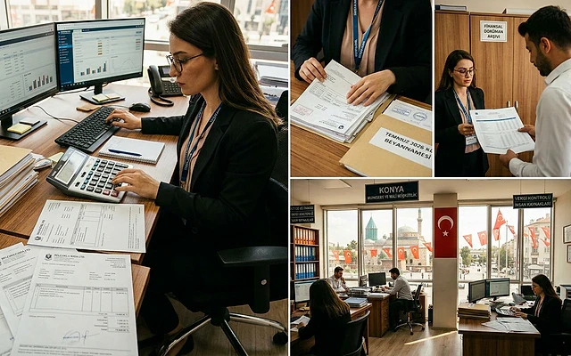 Ön muhasebe iş ilanları ve başvuru süreci Ofis ortamında ön muhasebe işlemleri yapan bir kadın, belgeler ve bilgisayar ekranlarıyla çalışıyor.